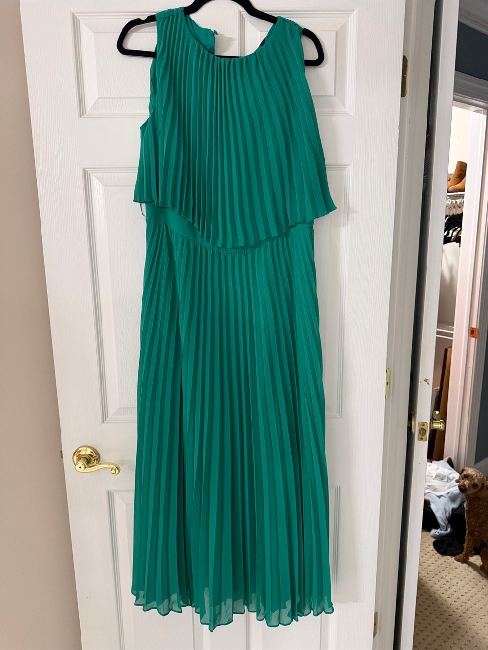 Banana Republic Teal Pleated Sleeveless Midi Dress ZIPPER BROKEN
